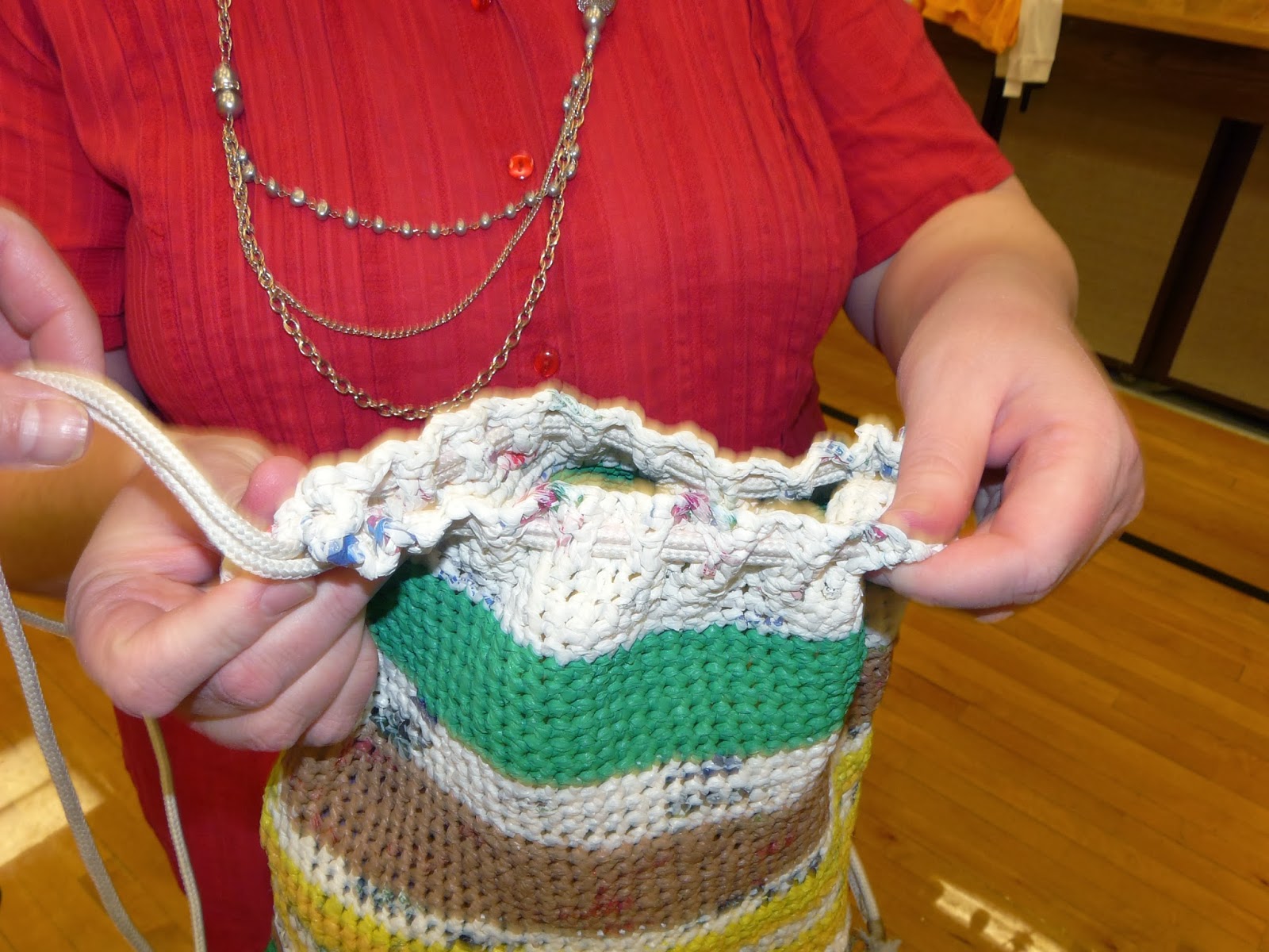 The "Secret" is Gratitude Recycling Plastic Bags and Table Cloths into a Backpack