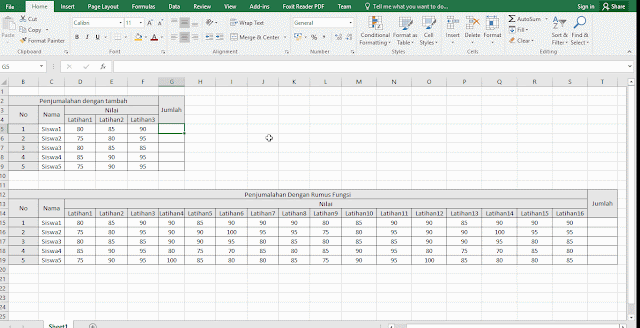 Contoh penulisan Rumus penjumlahan Otomatis pada Excel (https://ozaz-7.blogspot.co.id/)