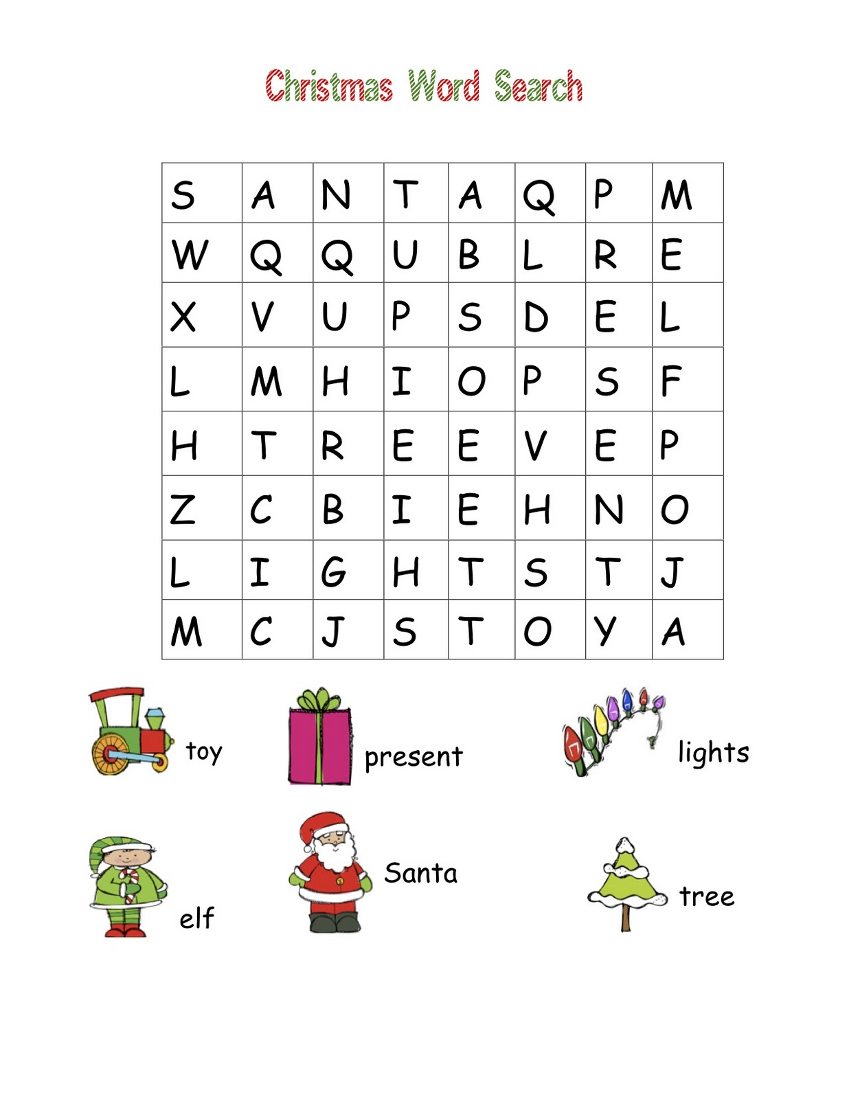 Printable Christmas Word Search Puzzles