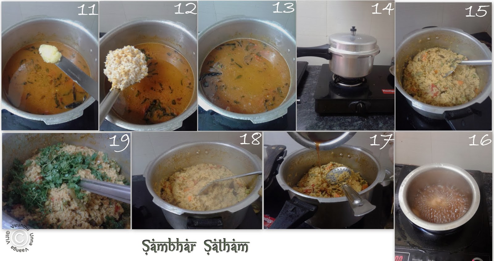 Sambhar-Satham-pressure-cooker-cooking