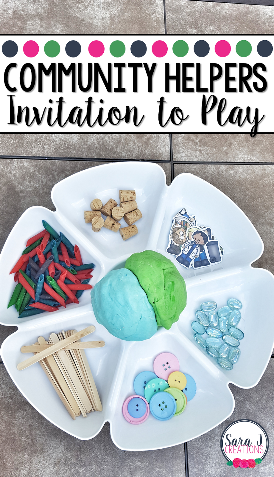 Community helpers invitation to play is a fun open ended activity for preschoolers to explore and create.