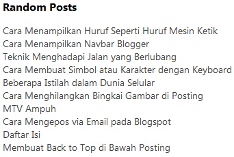 Cara Pasang Widget Random Posts yang Ringan