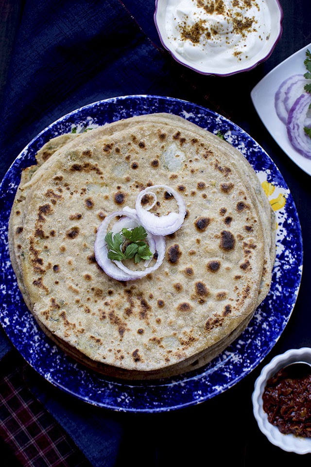 Paratha stuffed with Potato and Fenugreek leaves