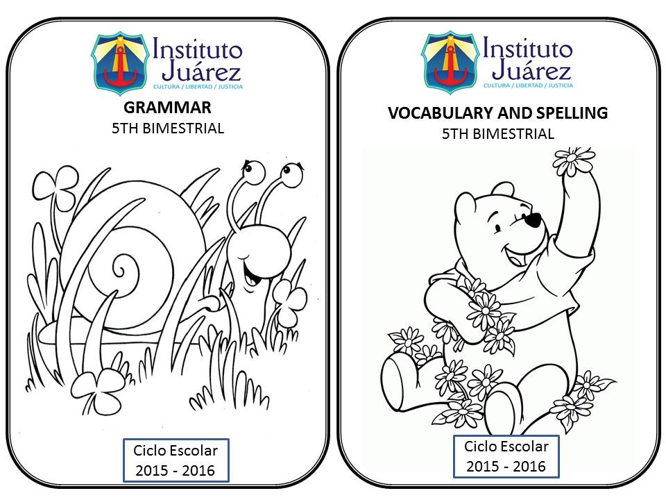 Instituto Juárez 2° Primaria Portadas 5to bimestre inglés