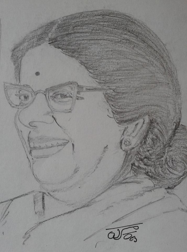 TELUGU WEB WORLD PENCIL SKETCH OF TELUGU CHARACTER ACTRESS SURYAKANTHAM