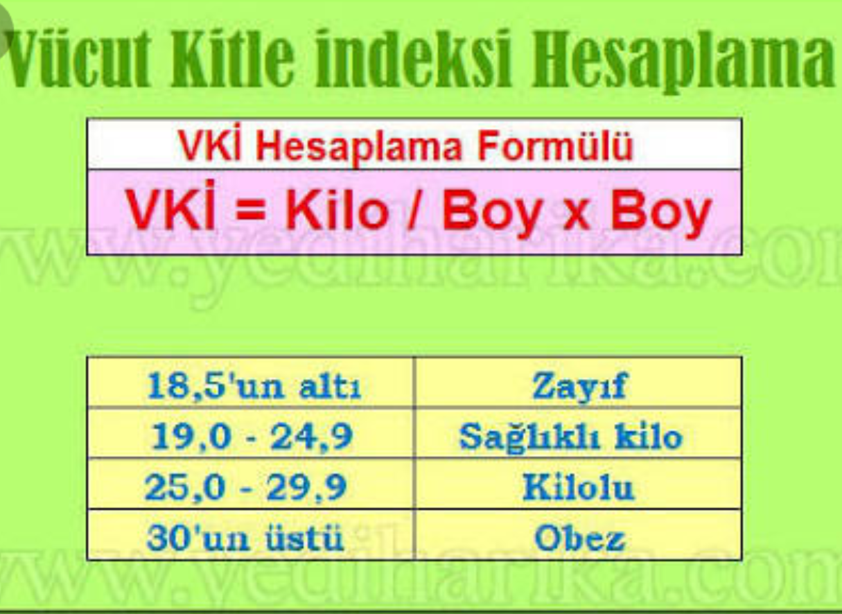 Vücut Kitle Endeksi Hesaplama Vücut Kitle Endeksi Hesaplama