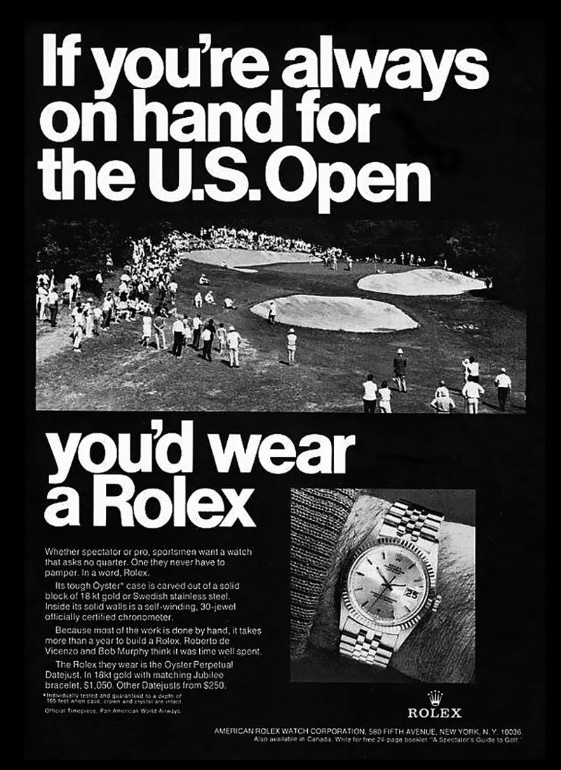1969 Rolex U.S. Open Golf Ad...