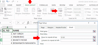 repeat header row, repeat heading on every page in excel, print heading row