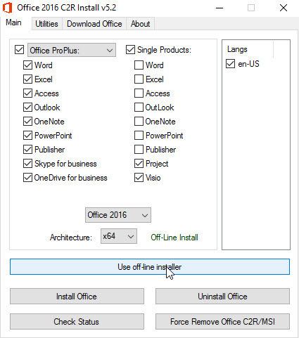 Tải và cài đặt offline Office 2016 Click-to-Run