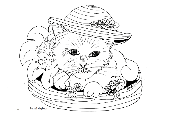 Rachel Maybeth : Cats in the Garden ~ Free Coloring Pages