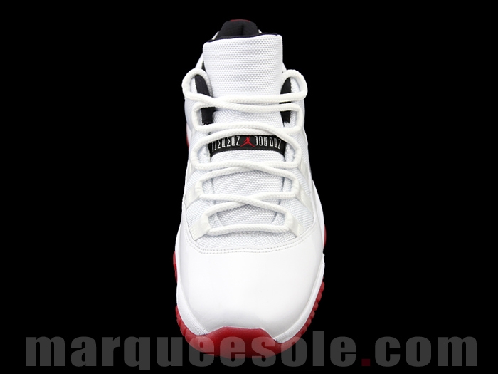 low top jordan 11 white and red