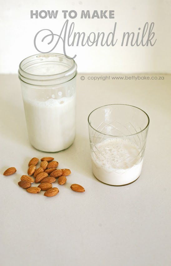 almond milk, how to, betty bake, yum, home made, dairy free, recipe