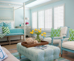 Modern Light Blue & White Coastal Interiors with Pops of Coral Coastal Decor Ideas Interior Design DIY Shopping