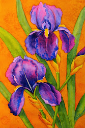 watercolor bearded irises