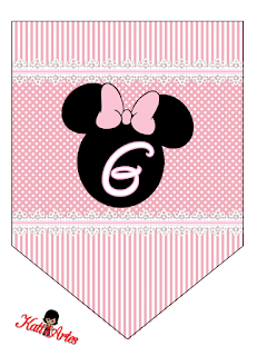 Alfabeto en Banderines de Minnie Rosa. Free Printable Minnie Bunting in Pink.