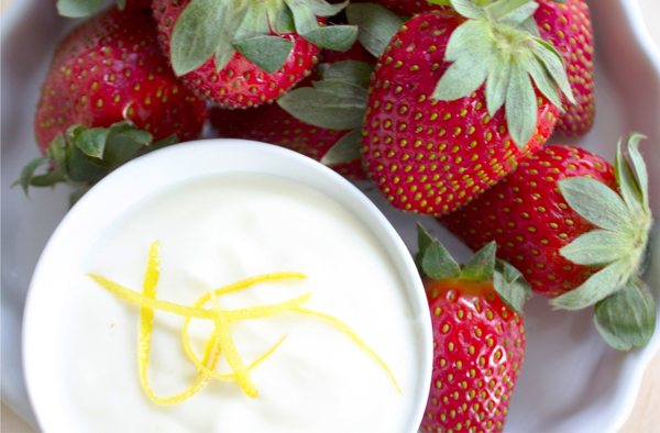 Moreish Yoghurt Dipping Sauce with Strawberries - Flavor Ideas by Eliza Ellis