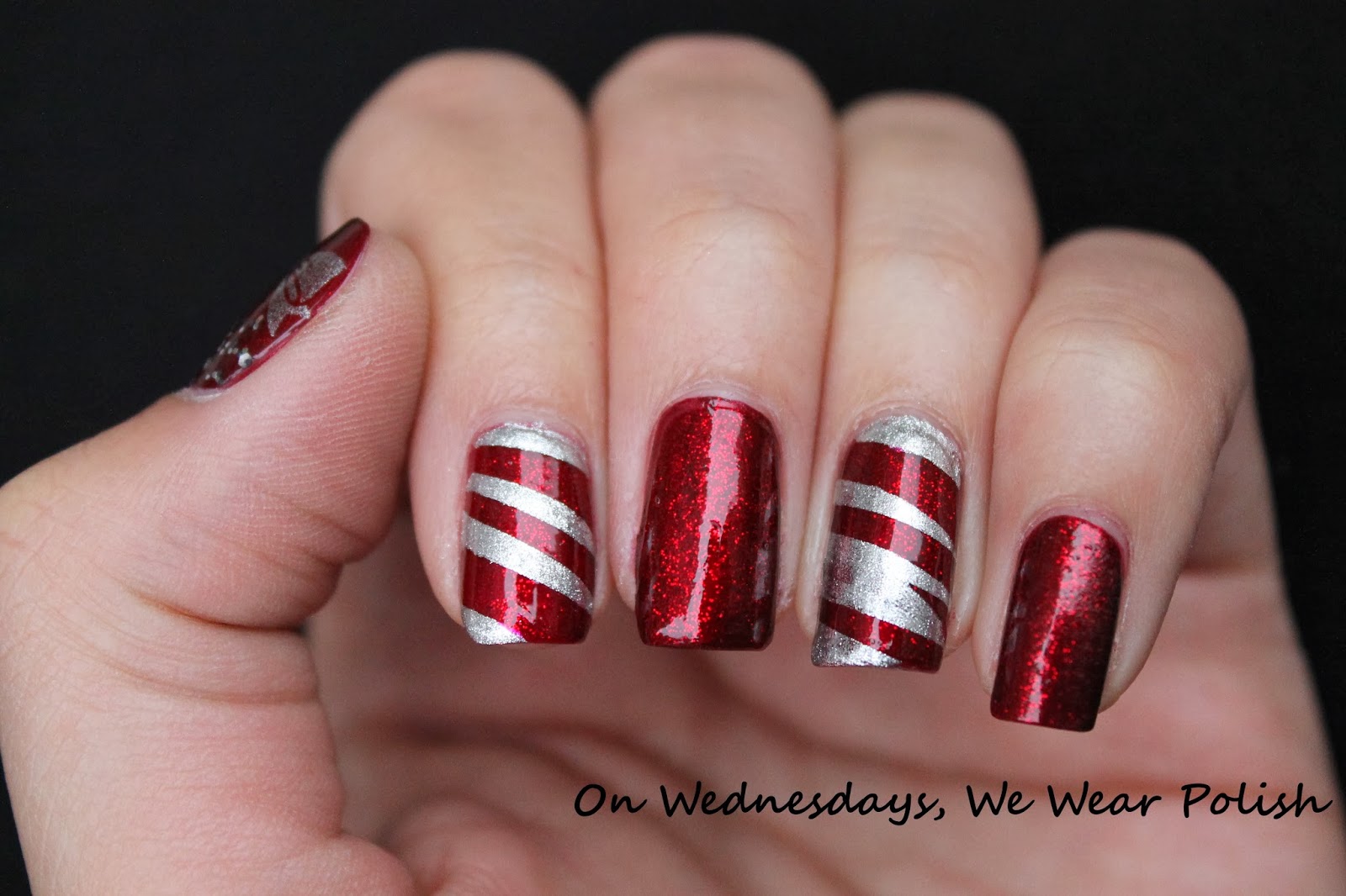 On Wednesdays, We Wear Polish : Christmas Candy Cane Mani