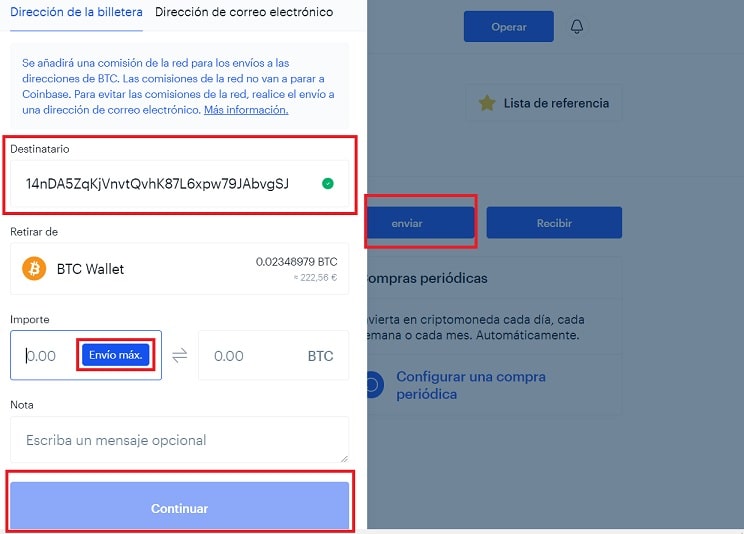 Envío de Criptomonedas desde Coinbase a Binance para comprar KOMODO Envío Criptomonedas a Binance