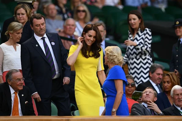 Catherine, the Duchess of Cambridge arrives for the women's semi finals during the Wimbledon Championships at the All England Lawn Tennis Club