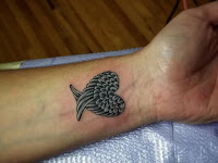 Heart With Angel Wings Tattoo On Wrist