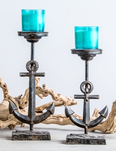 Coastal Nautical Anchor Candle Holder