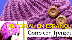 Tutorial de Gorro Crochet con Trenzas horizontales en relieve / Video en español
