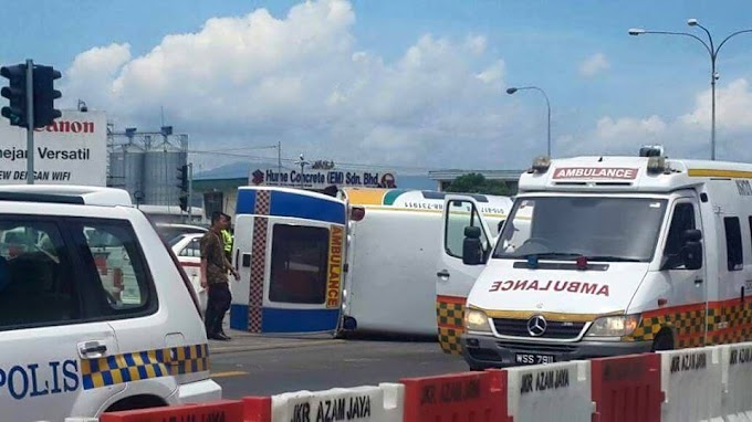 Ambulans bawa pesakit kanser terbabit dalam kemalangan nahas di Jalan Tuaran Lintas
