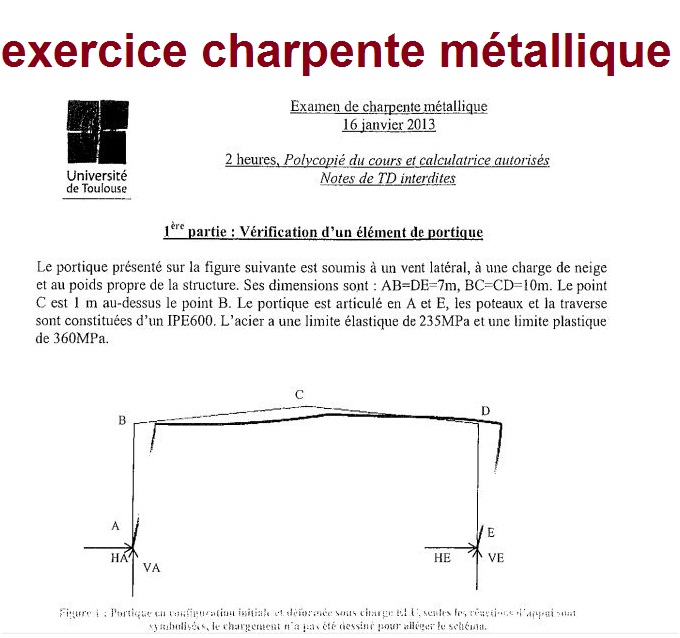 exercice charpente métallique Cours génie civil Outils