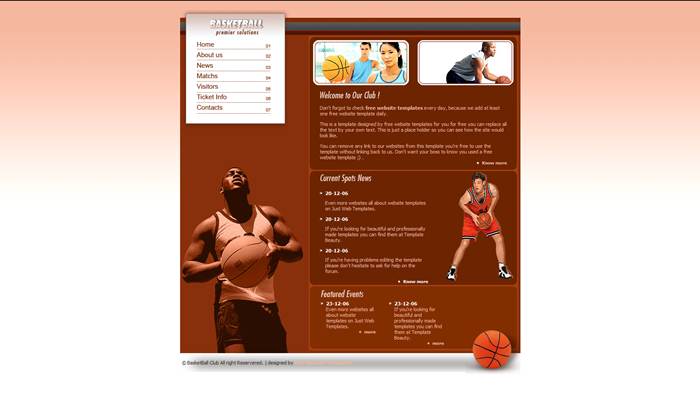 Basketball Free CSS Template - DesignInspiration