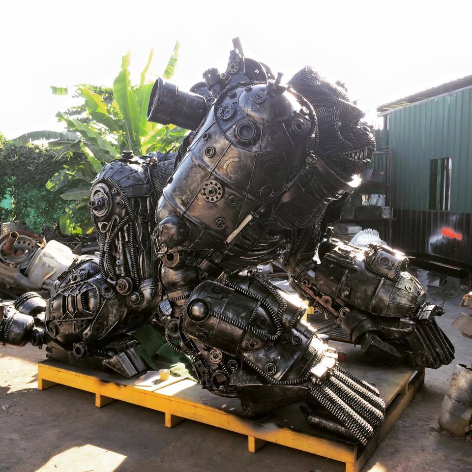 Just A Car Guy car and motorcycle parts art sculpture