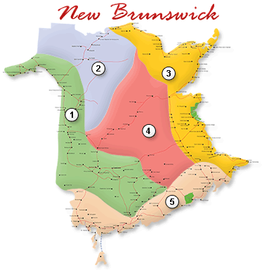 Map of Canada Regional City in the Wolrd: New Brunswick