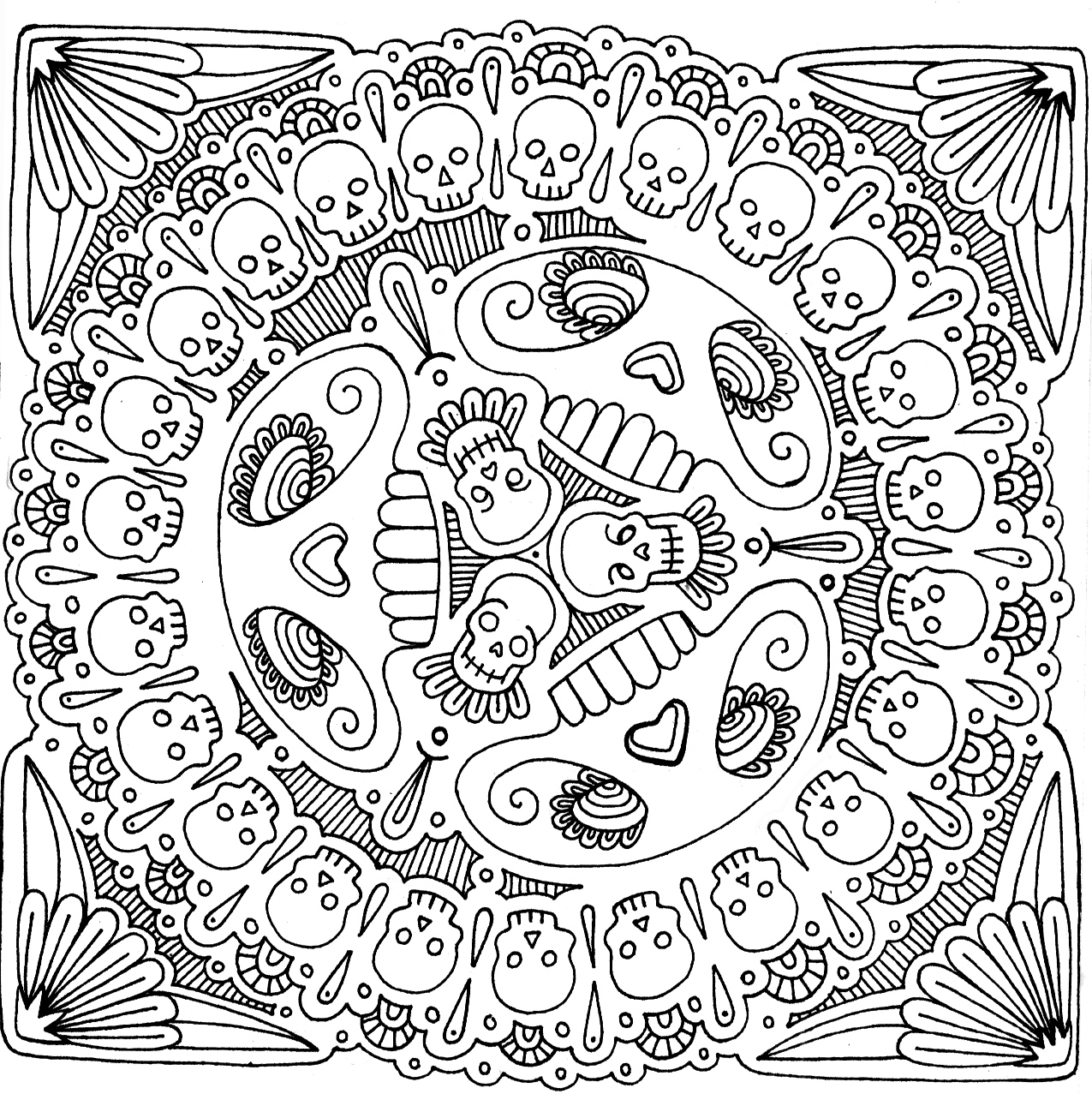 mandala coloring pages for adults skull - photo #7