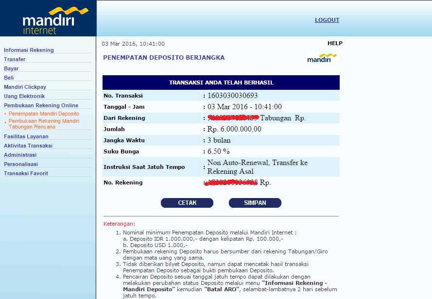 Mudahnya Buka Deposito Via Internet Banking Mandiri Pengertian Deposito Hendri Setiawan