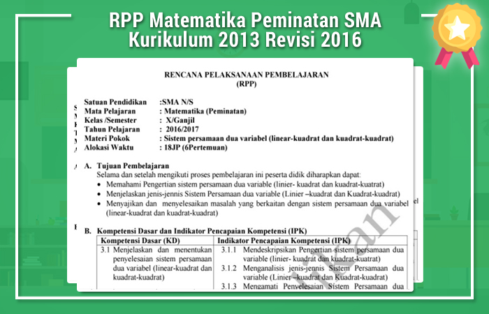 Rpp Matematika Peminatan Sma Kurikulum 2013 Revisi 2020 Idn Paperplane