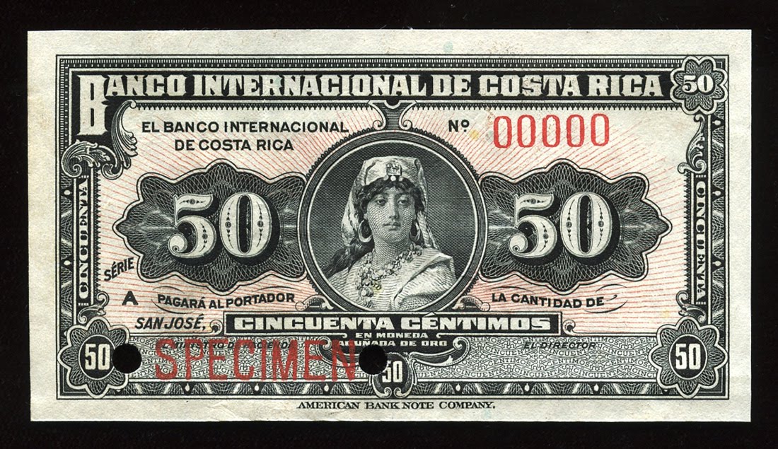 Costa Rica 50 Centimos Banknote 1918 Banco Internacional de Costa Rica