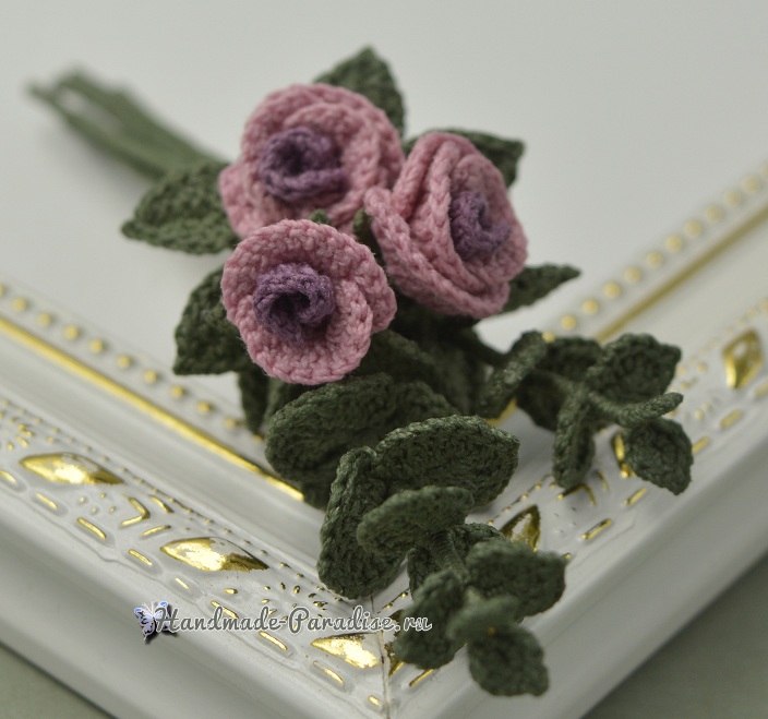 Брошь «Букетик роз» крючком. Схемы вязания (5)