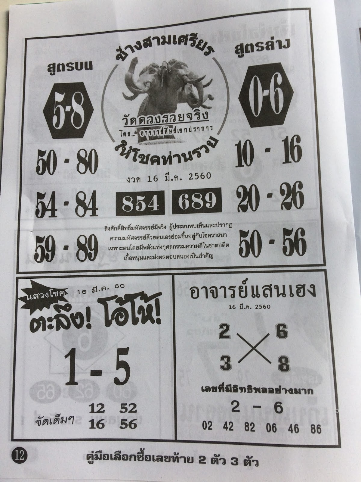 Thai Lotto Vip Magazine Paper