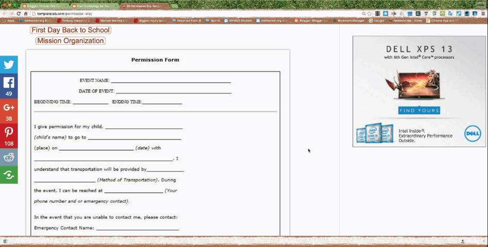 field trip template permission letter