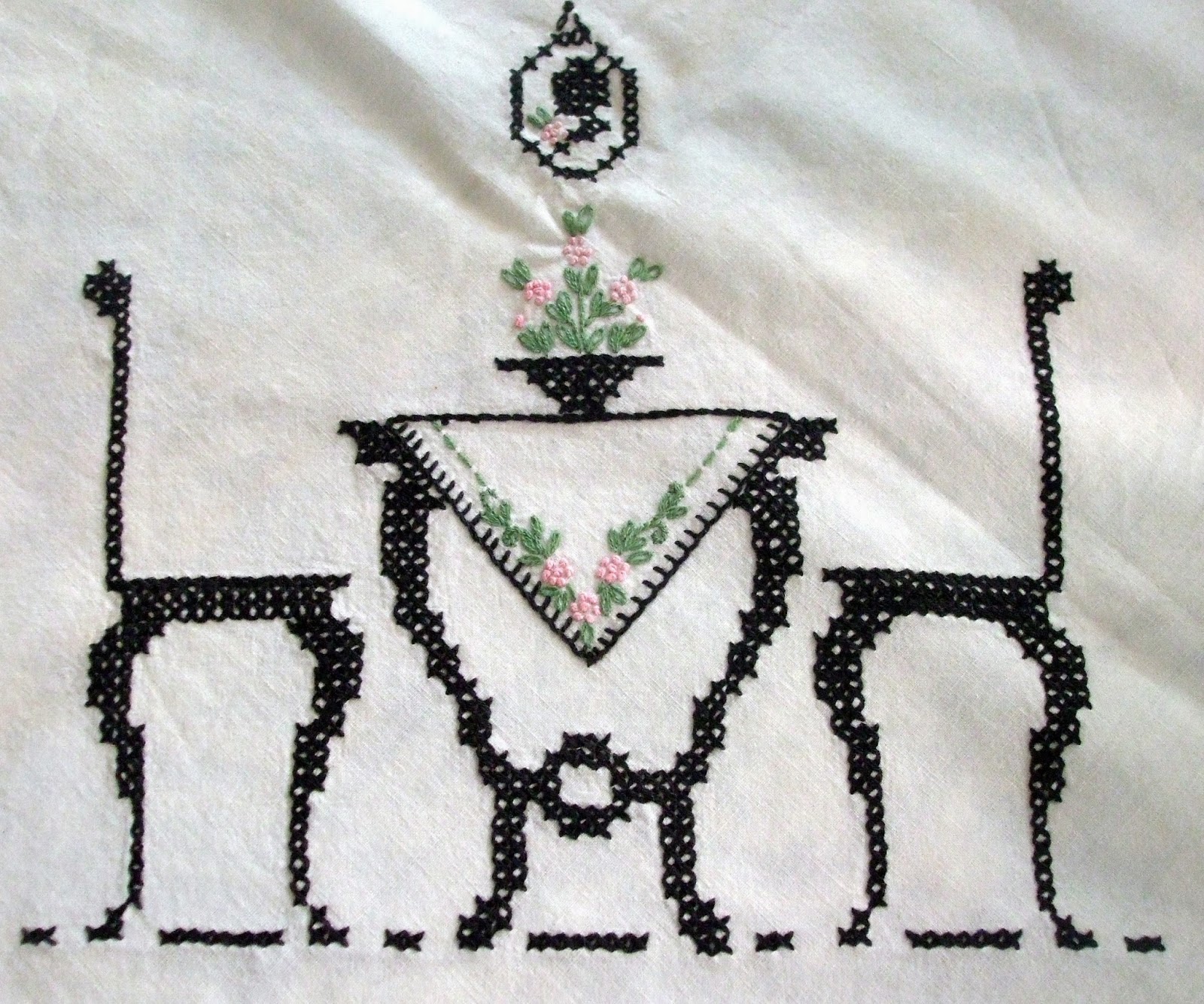 Rosemary's Sampler Vintage Tea Tablecloth