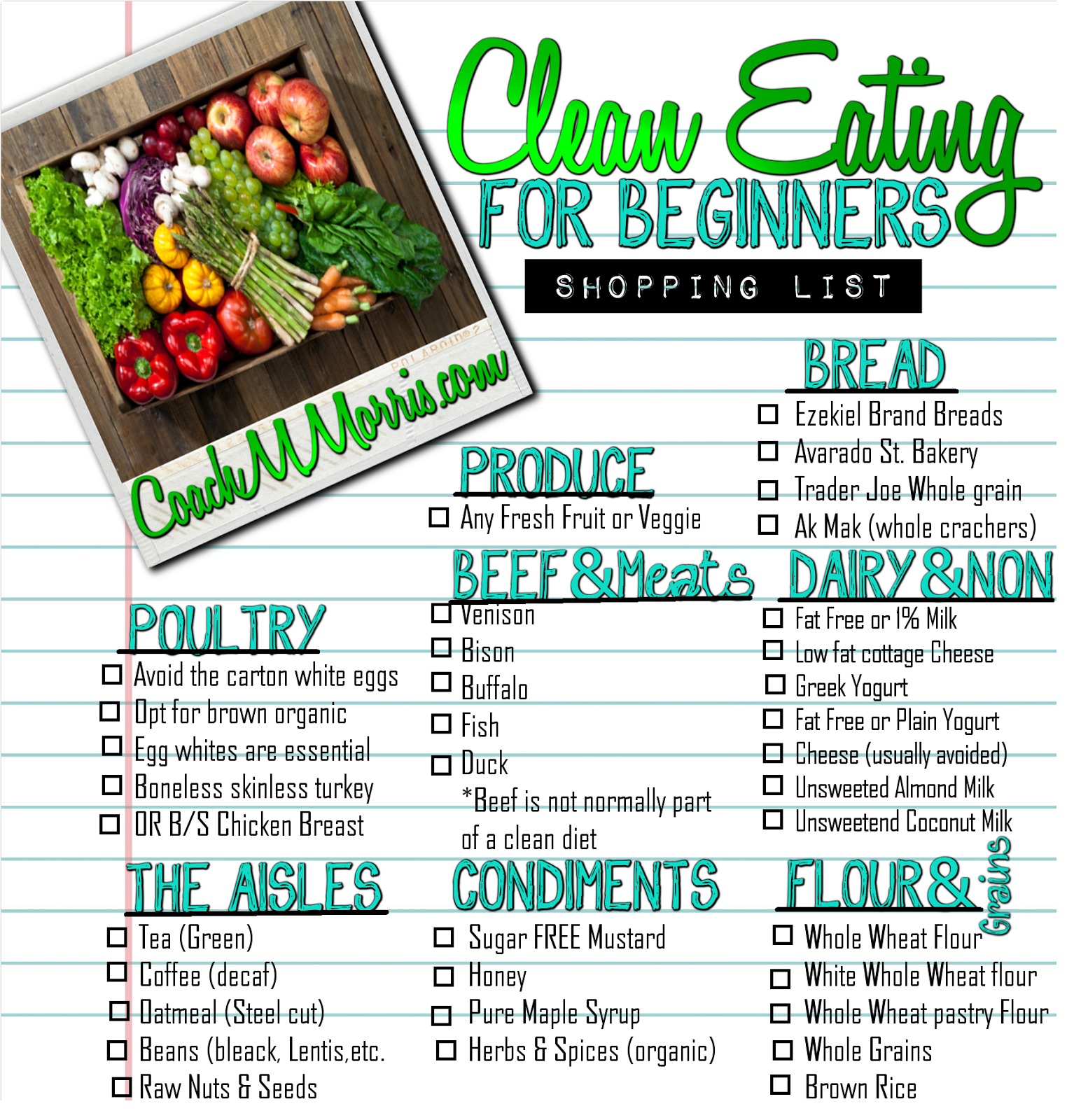 Crafty Clean Eating Food List Printable | Tristan Website