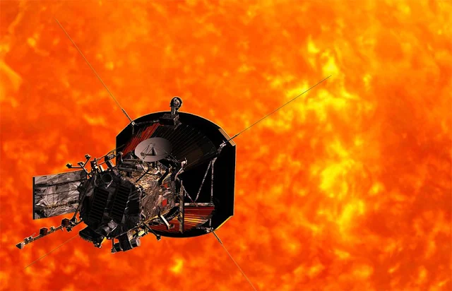 Image Attrubute: Artist's illustration of NASA's Parker Solar Probe approaching the sun/ Credit: Johns Hopkins University Applied Physics Laboratory