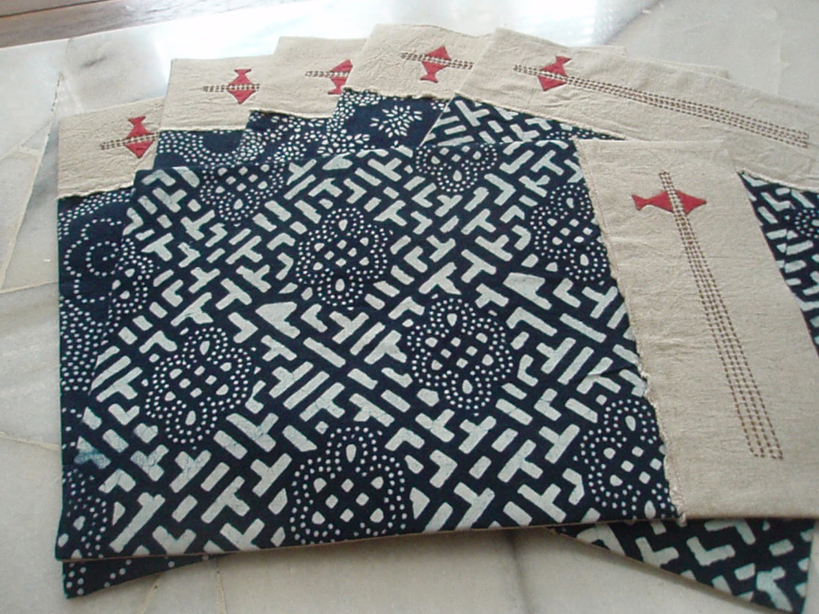 Yann's Journal Hand dyed Indigo batik placemats