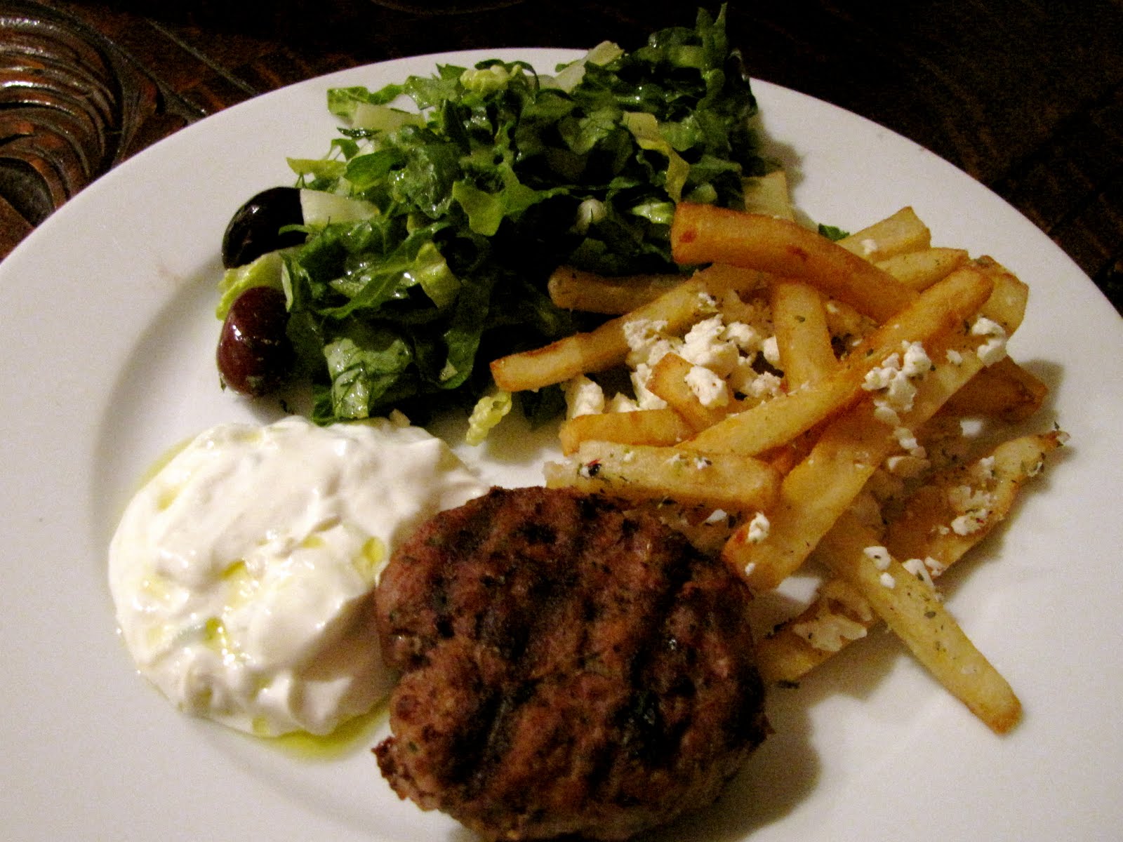 FOOD ADVOKAT Herbed Greek Meat Patties with Tzaziki Sauce and Feta