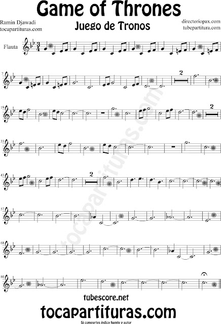 Partitura de Juego de Tronos para Flauta Travesera, flauta dulce y flauta de pico by Game of Thrones Sheet Music for Flute and Recorder by Ramin Djawadi Music Scores