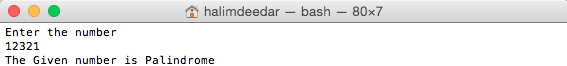 Halim Deedar: Shell Script for Palindrome number