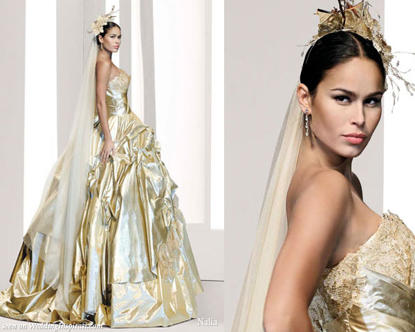 Labels modern gold wedding dress