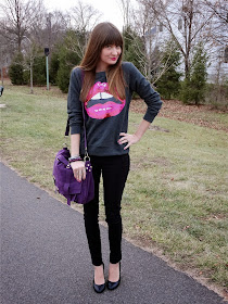 pink lips sweatshirt, banana republic heels, henri bendel bracelets #ootd by House Of Jeffers | www.houseofjeffers.com