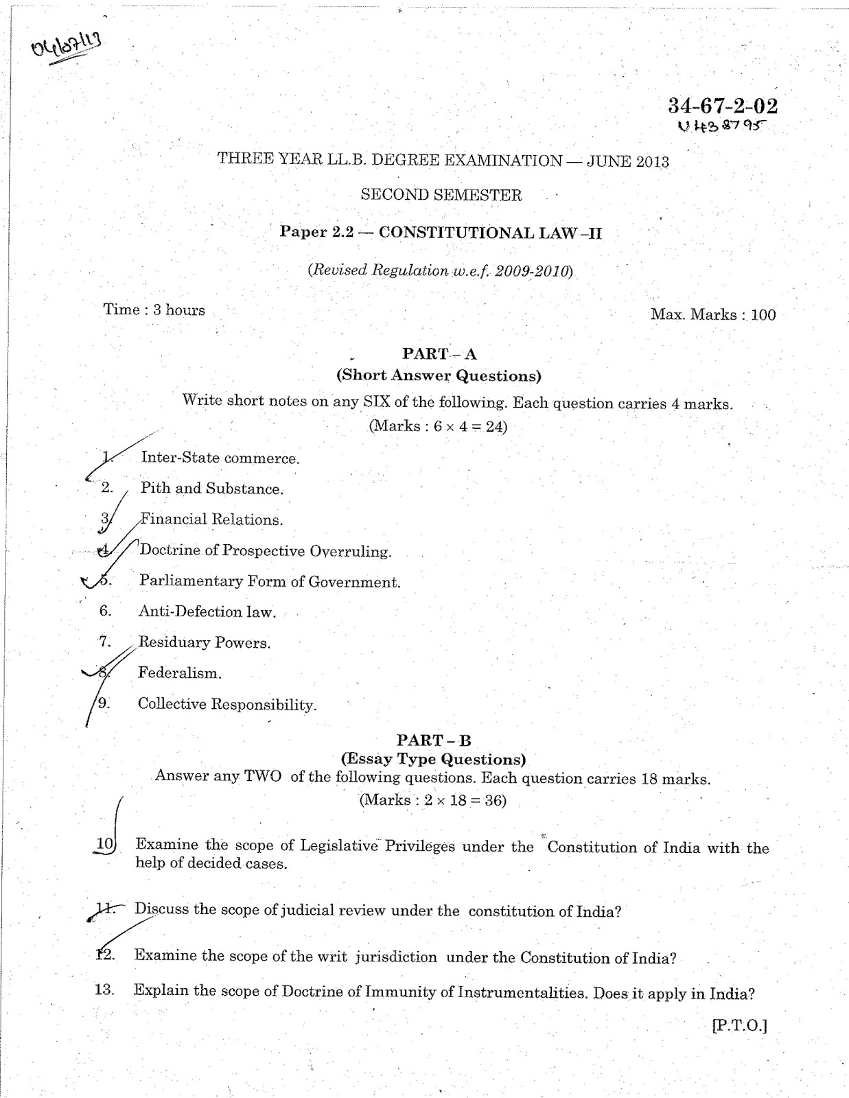 Law Student in Action SOME CONSTITUTIONAL LAW QUESTION PAPERS