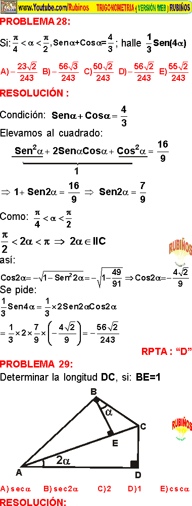 Identidades Del Angulo Doble Ejercicios Resueltos De Trigonometria Pdf