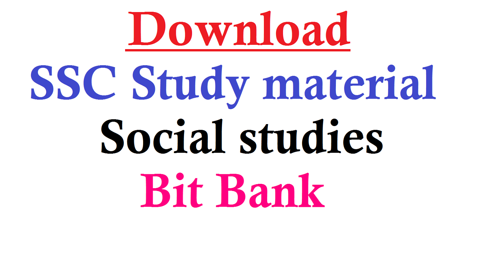 SSC Study material Social Studies Bit Bank TS TET Online Application
